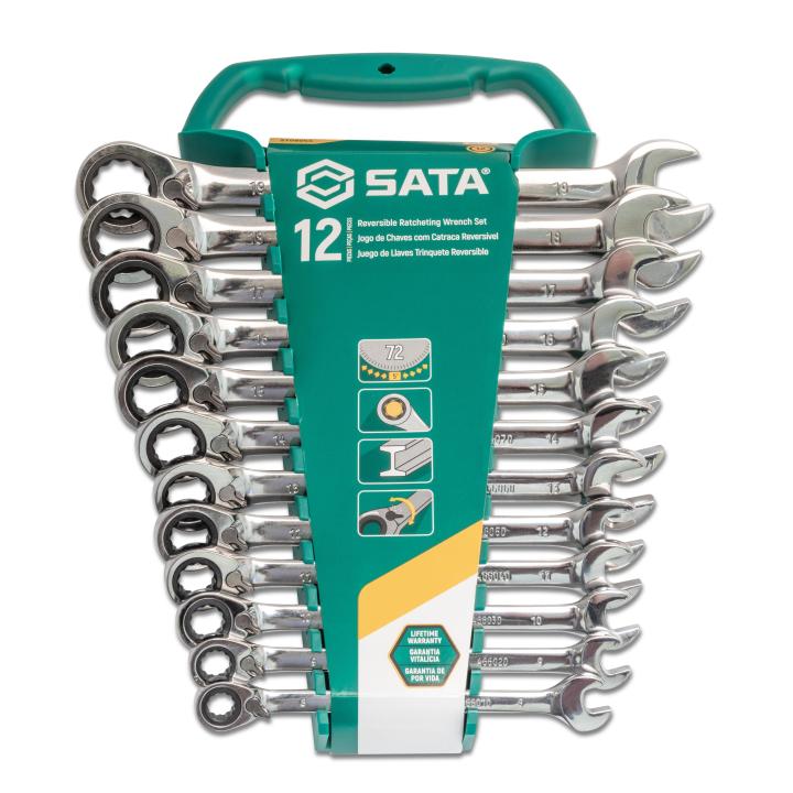 SATA, 12 Pc. Metric Reversible Ratcheting Wrench Set (8-19MM