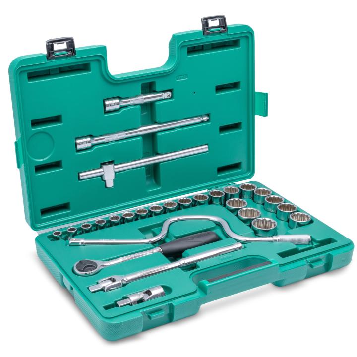 SATA, 28 PC. 1/2" DRIVE 12 POINT METRIC SOCKET SET 10-32MM - Image 3
