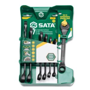 SATA, 7 Pc. Metric X6 Open End Ratcheting Combination Wrench Set (8 - 17 mm