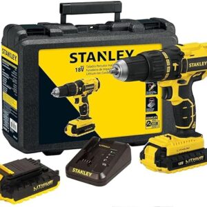 STANLEY 18V Cordless Li-Ion Hammer Drill With Kit Box For Masonry, Wood And Concrete Drilling, Yellow/Black - Sch20S2K-B5